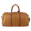 MCM Vicetos Boston Bag PVC Leather 2way Brown Gold Tone Auth 199534-2