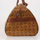 MCM Vicetos Boston Bag PVC Leather 2way Brown Gold Tone Auth 199534-4