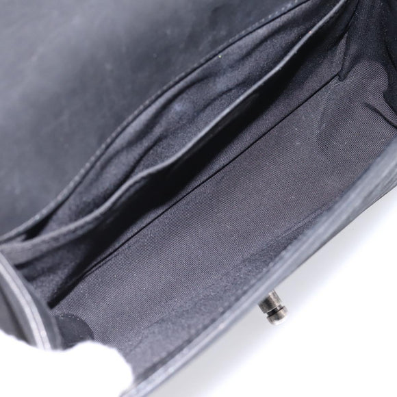 CHANEL Boy Chanel Matelasse Chain Bag Calf Skin Black Silver CC Auth 199543M