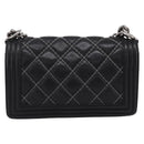 CHANEL Boy Chanel Matelasse Chain Bag Calf Skin Black Silver CC Auth 199543M-3