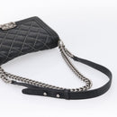 CHANEL Boy Chanel Matelasse Chain Bag Calf Skin Black Silver CC Auth 199543M-7