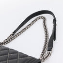 CHANEL Boy Chanel Matelasse Chain Bag Calf Skin Black Silver CC Auth 199543M-8