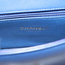 CHANEL Matelasse Top Handle Hand Bag Lamb Skin 2way Blue Gold CC Auth 199544SAM-15
