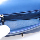 CHANEL Matelasse Top Handle Hand Bag Lamb Skin 2way Blue Gold CC Auth 199544SAM-16