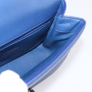 CHANEL Matelasse Top Handle Hand Bag Lamb Skin 2way Blue Gold CC Auth 199544SAM-17