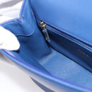 CHANEL Matelasse Top Handle Hand Bag Lamb Skin 2way Blue Gold CC Auth 199544SAM-18