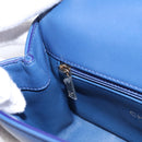 CHANEL Matelasse Top Handle Hand Bag Lamb Skin 2way Blue Gold CC Auth 199544SAM-19