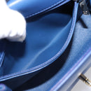 CHANEL Matelasse Top Handle Hand Bag Lamb Skin 2way Blue Gold CC Auth 199544SAM-20