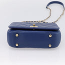 CHANEL Matelasse Top Handle Hand Bag Lamb Skin 2way Blue Gold CC Auth 199544SAM-9