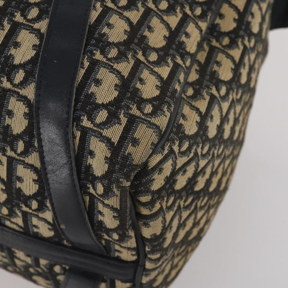 Christian Dior Trotter Canvas Boston Bag Navy Silver Auth 199570