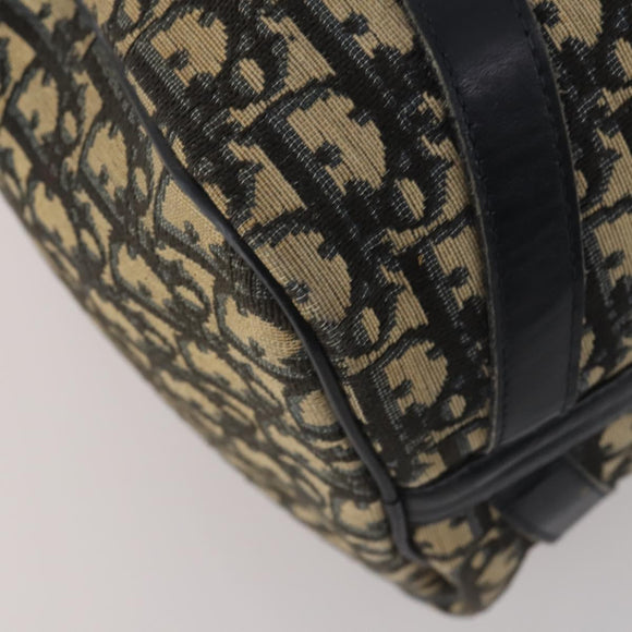 Christian Dior Trotter Canvas Boston Bag Navy Silver Auth 199570