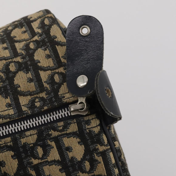 Christian Dior Trotter Canvas Boston Bag Navy Silver Auth 199570