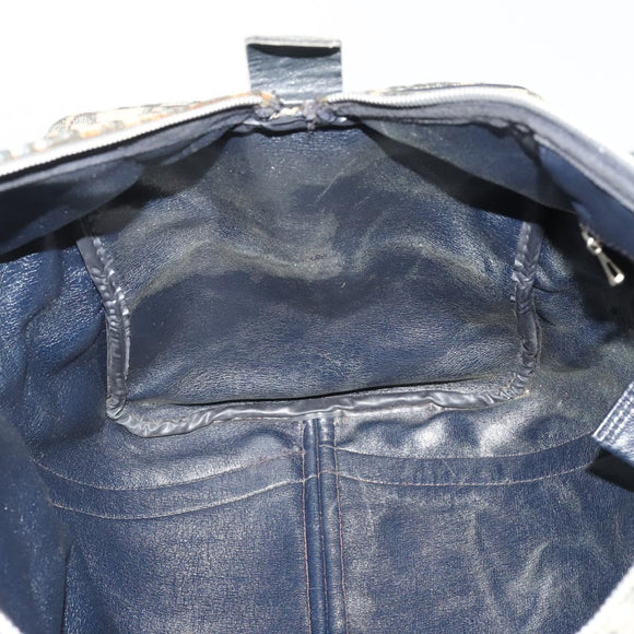 Christian Dior Trotter Canvas Boston Bag Navy Silver Auth 199570