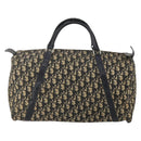 Christian Dior Trotter Canvas Boston Bag Navy Silver Auth 199570-2