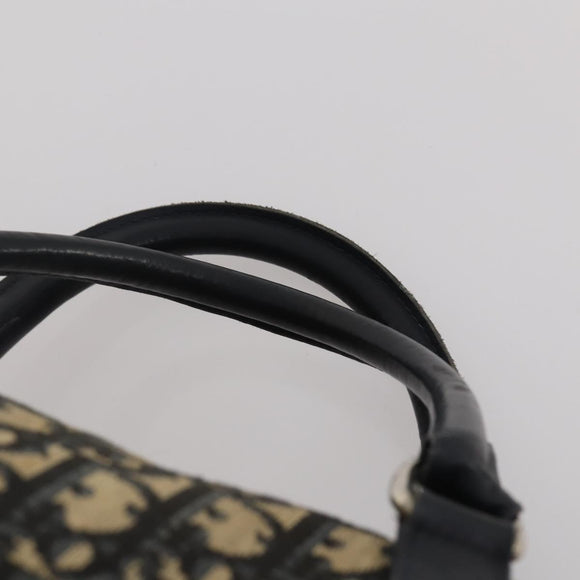 Christian Dior Trotter Canvas Boston Bag Navy Silver Auth 199570