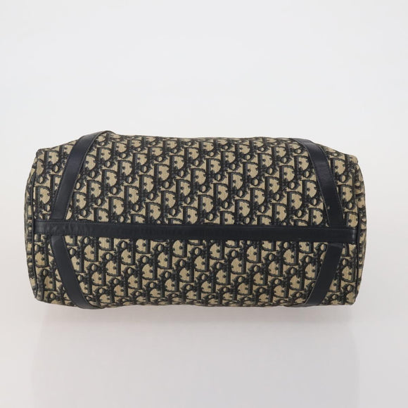 Christian Dior Trotter Canvas Boston Bag Navy Silver Auth 199570