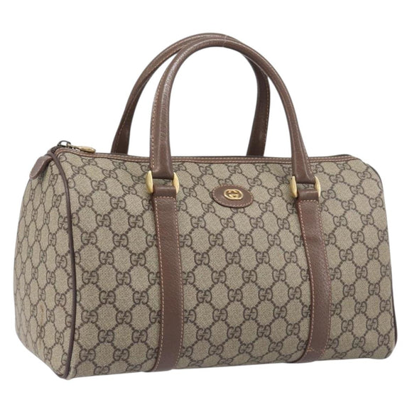 GUCCI GG Supreme Boston Bag PVC Beige Gold 001 39 6842 Auth 199571