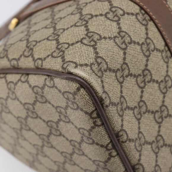 GUCCI GG Supreme Boston Bag PVC Beige Gold 001 39 6842 Auth 199571