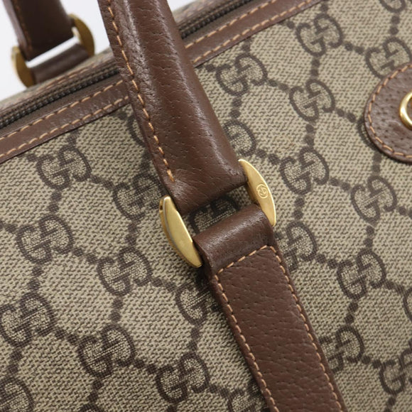 GUCCI GG Supreme Boston Bag PVC Beige Gold 001 39 6842 Auth 199571