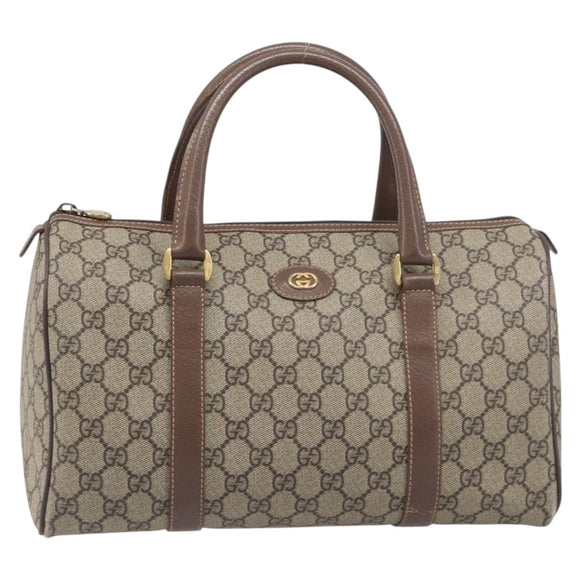GUCCI GG Supreme Boston Bag PVC Beige Gold 001 39 6842 Auth 199571