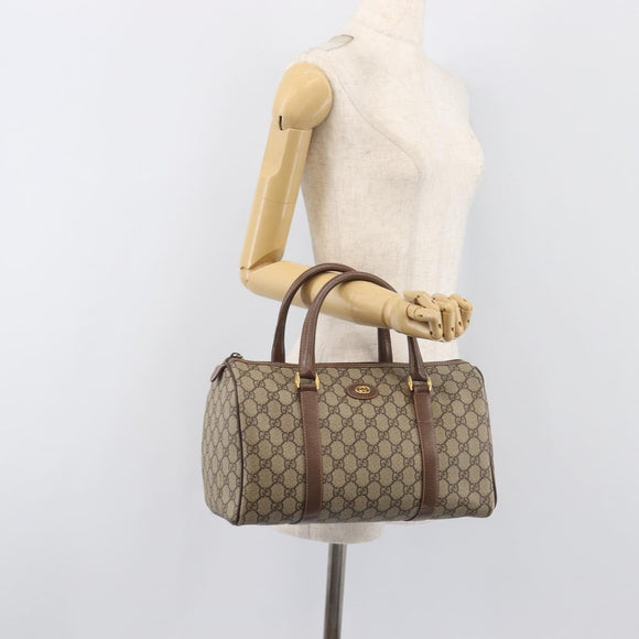 GUCCI GG Supreme Boston Bag PVC Beige Gold 001 39 6842 Auth 199571