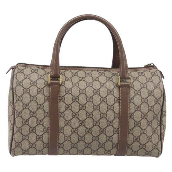 GUCCI GG Supreme Boston Bag PVC Beige Gold 001 39 6842 Auth 199571