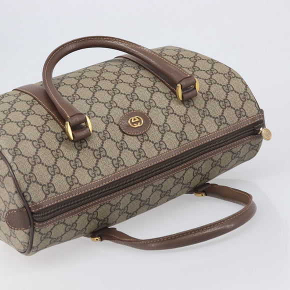GUCCI GG Supreme Boston Bag PVC Beige Gold 001 39 6842 Auth 199571