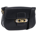 CELINE Horse Carriage Shoulder Bag Leather Black Gold Auth 199572-1
