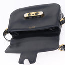 CELINE Horse Carriage Shoulder Bag Leather Black Gold Auth 199572-10