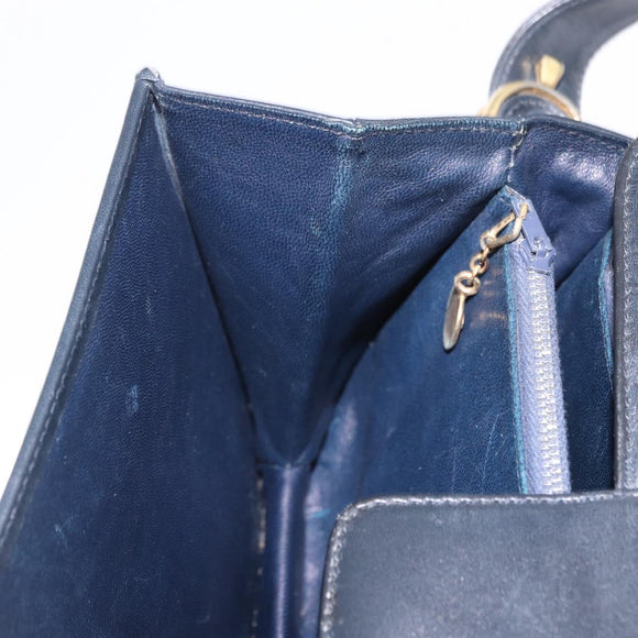 CELINE Horse Carriage Shoulder Bag Leather Black Gold Auth 199572