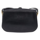 CELINE Horse Carriage Shoulder Bag Leather Black Gold Auth 199572-2