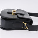 CELINE Horse Carriage Shoulder Bag Leather Black Gold Auth 199572-3