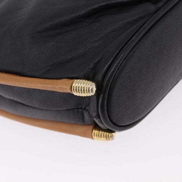 SAINT LAURENT Shoulder Bag Leather Black Gold Auth 199576A