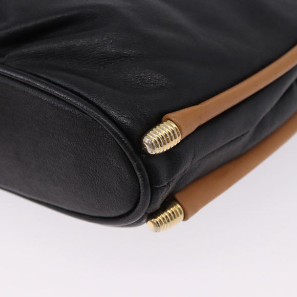 SAINT LAURENT Shoulder Bag Leather Black Gold Auth 199576A