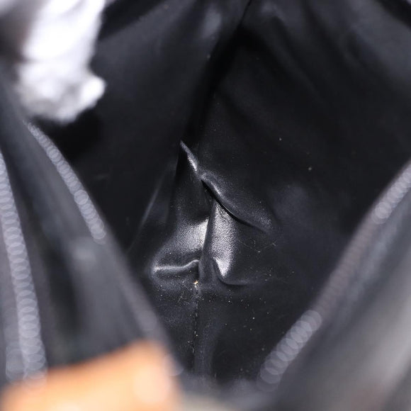 SAINT LAURENT Shoulder Bag Leather Black Gold Auth 199576A