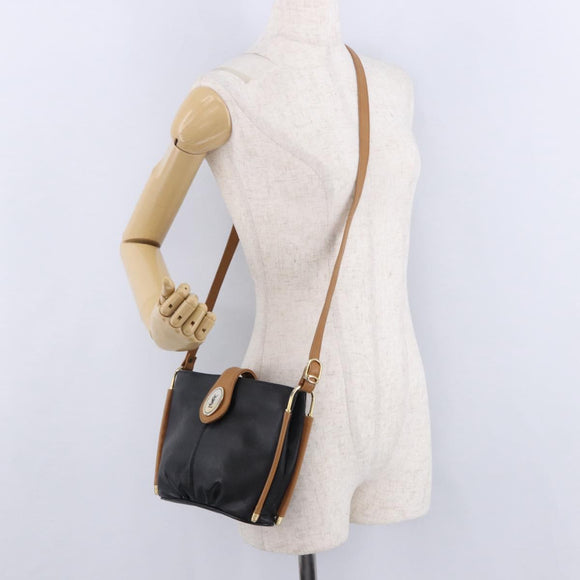 SAINT LAURENT Shoulder Bag Leather Black Gold Auth 199576A