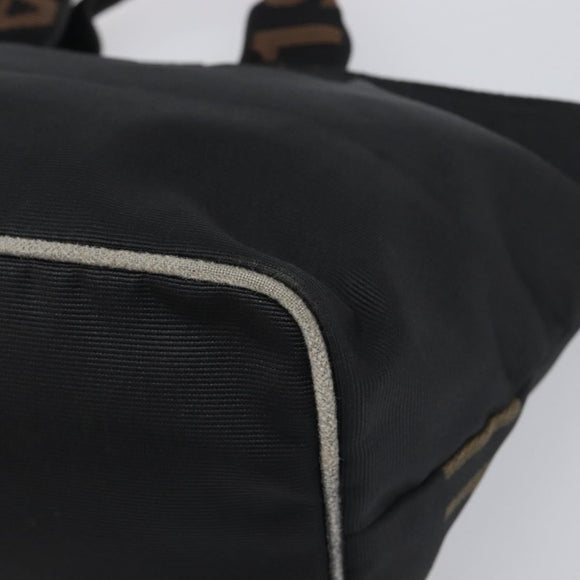 FENDI Hand Bag Canvas Black Gold Auth 199578