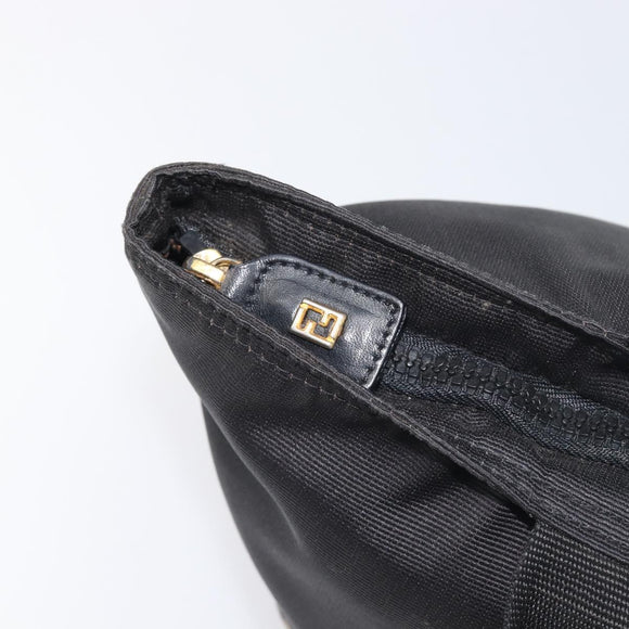 FENDI Hand Bag Canvas Black Gold Auth 199578