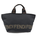 FENDI Hand Bag Canvas Black Gold Auth 199578-2
