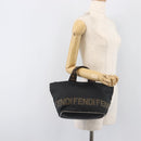 FENDI Hand Bag Canvas Black Gold Auth 199578-20
