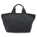 FENDI Hand Bag Canvas Black Gold Auth 199578-3