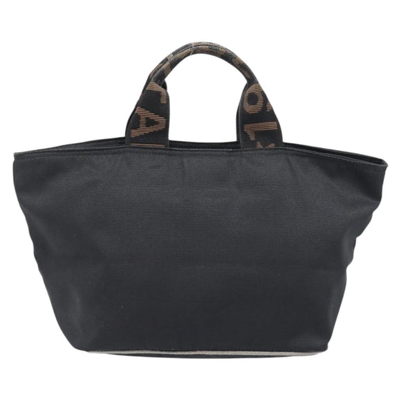 FENDI Hand Bag Canvas Black Gold Auth 199578