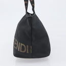 FENDI Hand Bag Canvas Black Gold Auth 199578-4