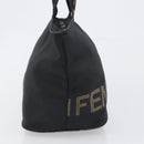 FENDI Hand Bag Canvas Black Gold Auth 199578-5
