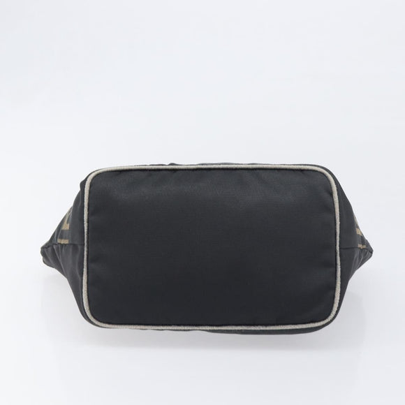FENDI Hand Bag Canvas Black Gold Auth 199578