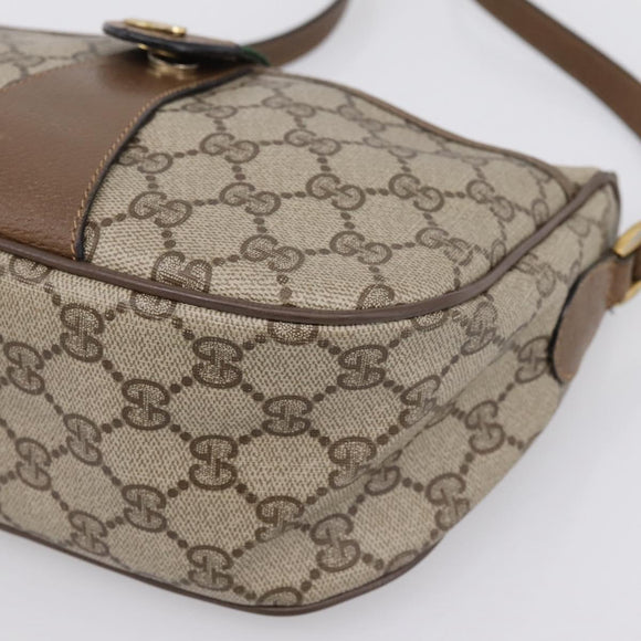 GUCCI GG Supreme Web Sherry Line Bag PVC Beige Gold 89 02 032 Auth 199582