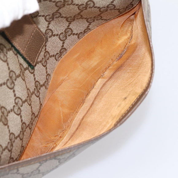 GUCCI GG Supreme Web Sherry Line Bag PVC Beige Gold 89 02 032 Auth 199582
