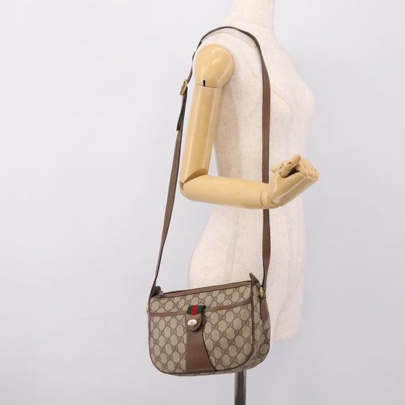 GUCCI GG Supreme Web Sherry Line Bag PVC Beige Gold 89 02 032 Auth 199582