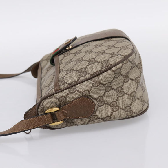 GUCCI GG Supreme Web Sherry Line Bag PVC Beige Gold 89 02 032 Auth 199582