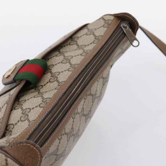 GUCCI GG Supreme Web Sherry Line Bag PVC Beige Gold 89 02 032 Auth 199582